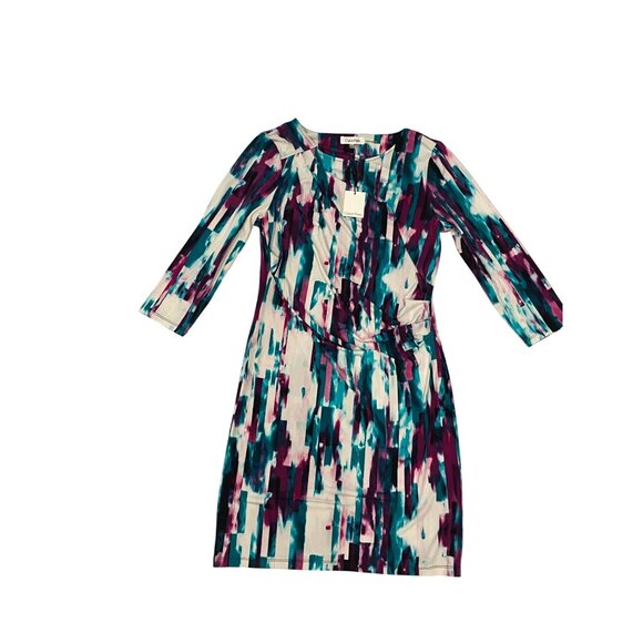 Calvin Klein Womens Multicolor Abstract Print Dress M - Picture 4 of 4
